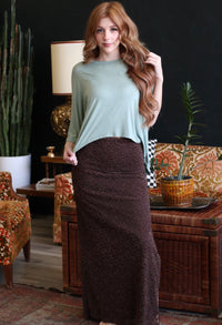 Gillian Velvet Lace Maxi Skirt in Chocolate