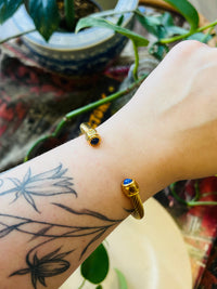 Inlaid Stone 18K GP Adjustable Spiral Cuff + Lapis Lazuli