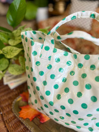 Polka Dot Tote Bag in Ivory & Green