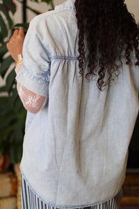 Chambray Oversized Button Down Top
