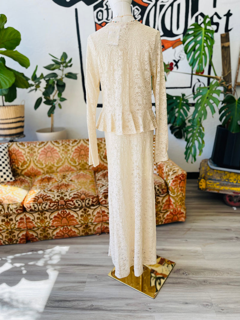 Lana Lace Maxi Skirt in Beige