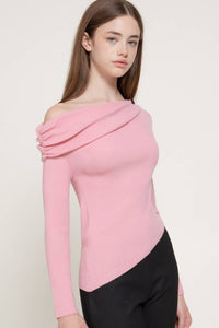 Sabrina Off The Shoulder Sweater + Pink