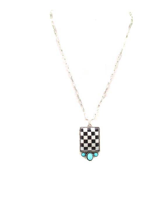 Rectangle Checker Necklace