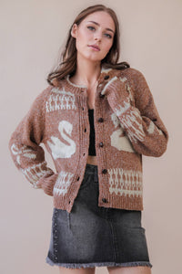 Swan Knit Cardigan + Red