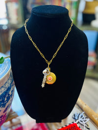 Round Locket & Key Necklace