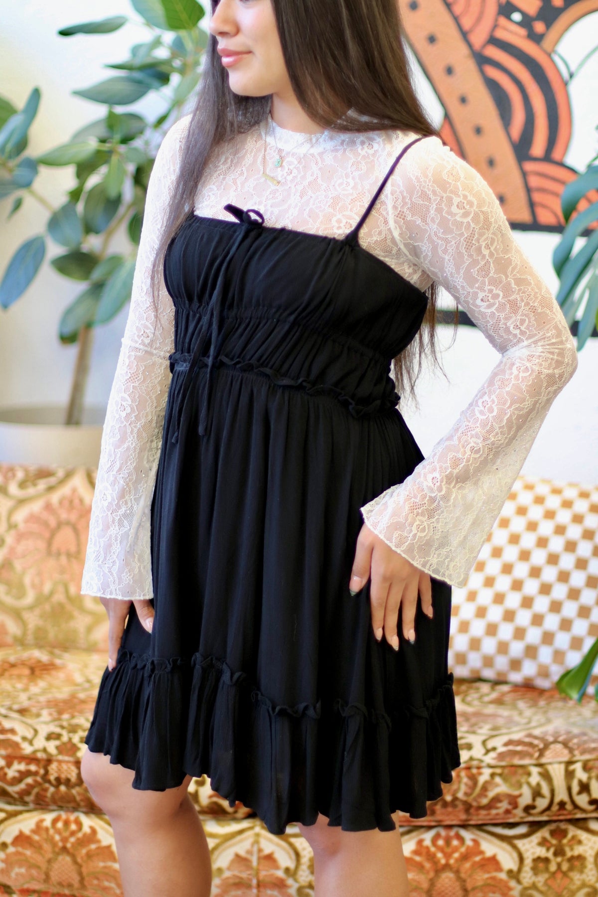 Flowy Mini Dress in Black