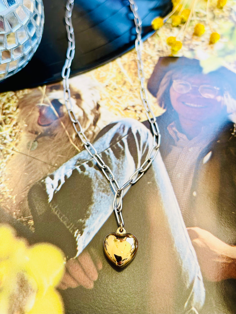18K Gold Plated Heart Steel Necklace