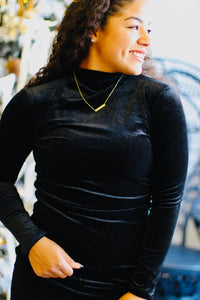 Glitter Velvet Midi Dress + Black