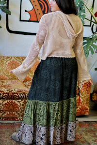 Tiered Mix Print Maxi Skirt in Green