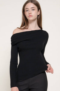 Sabrina Off The Shoulder Sweater + Black