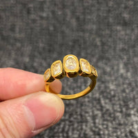 5 Zircons 18K Gold Plated Ring in Gold