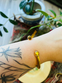 Inlaid Stone 18K GP Spiral Cuff + Tigers Eye