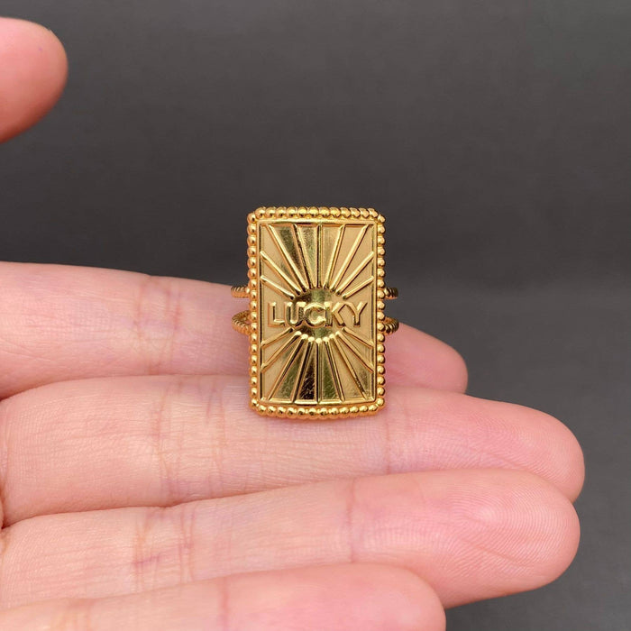 Multiple Styles 18K Gold Plated S.Steel Adjustable Lucky Ring - FGS: B