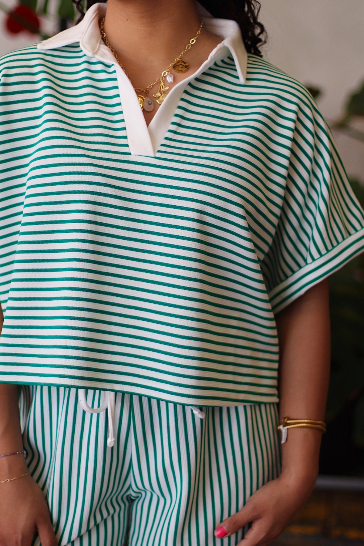 Conrad Striped Short Set + Green