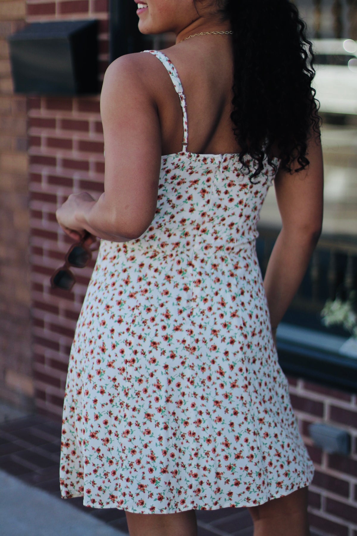 Indie Floral Mini Dress in Cream