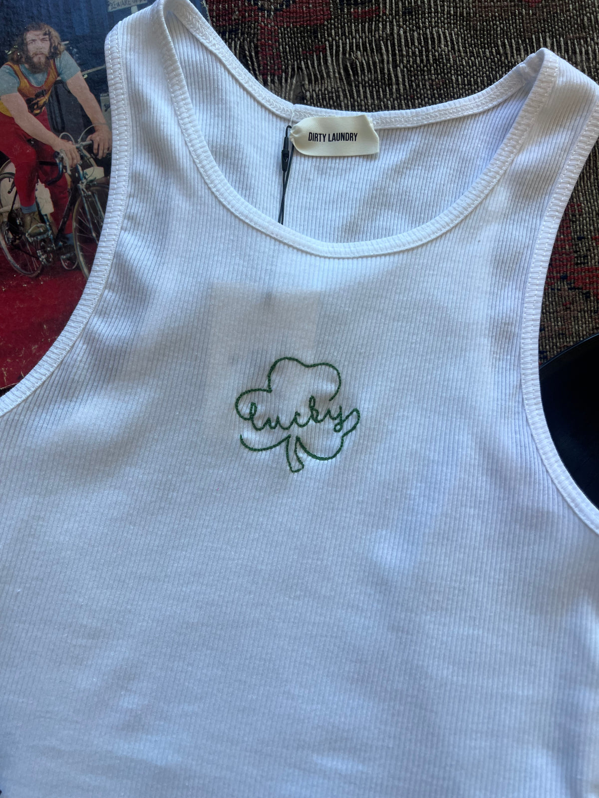 Lucky Clover White Tank Top