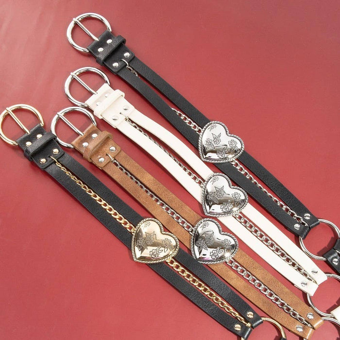 Concho Heart And Chain Vegan Leather Belt