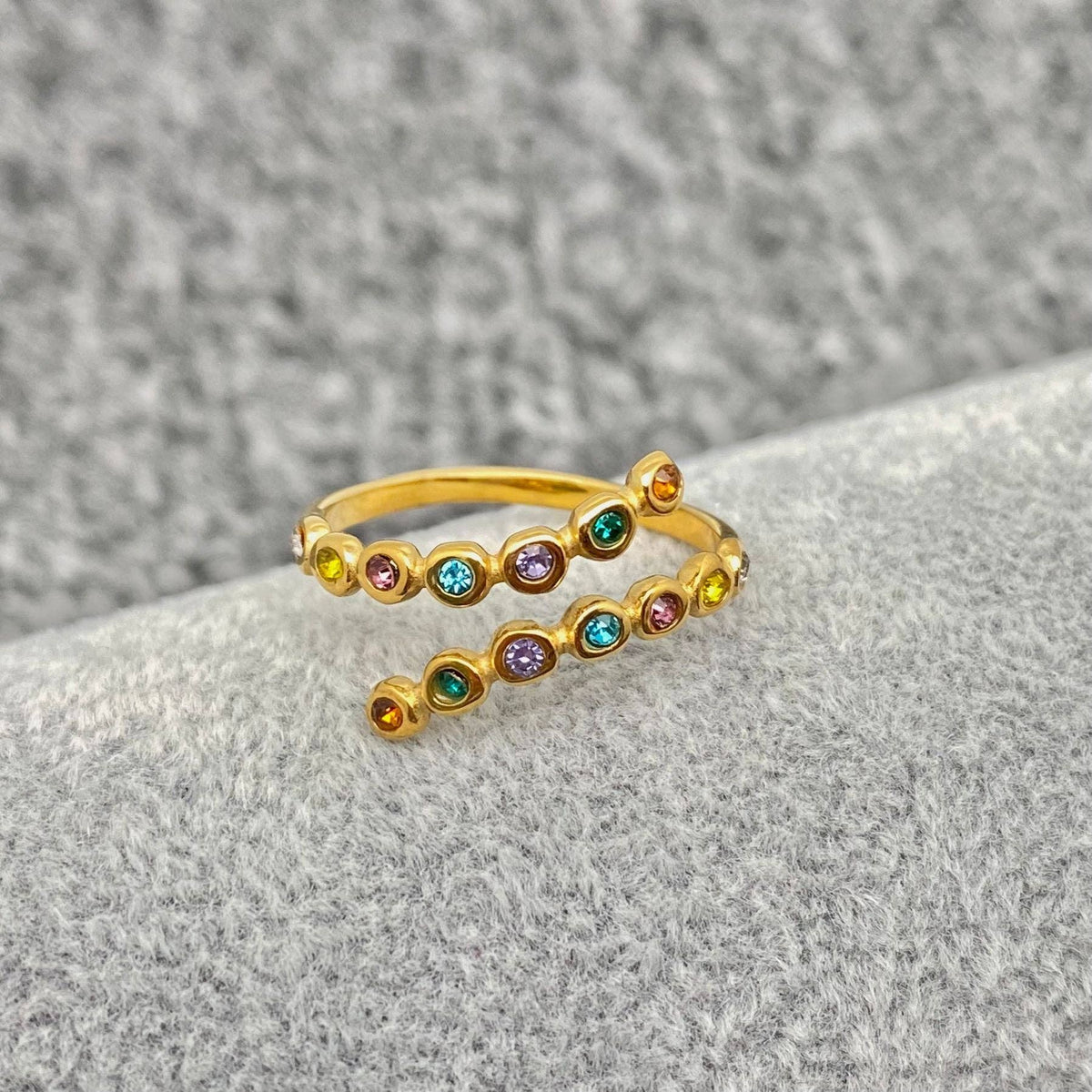 Cubic Zirconia 18K Gold Plated Octopus Ring Clear