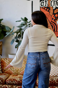 Knit Button Down Top + Cream