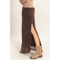 Gillian Velvet Lace Maxi Skirt in Chocolate