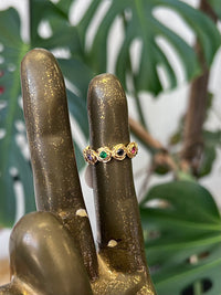 Colorful Inlay CZ 18K Gold Plated Ring
