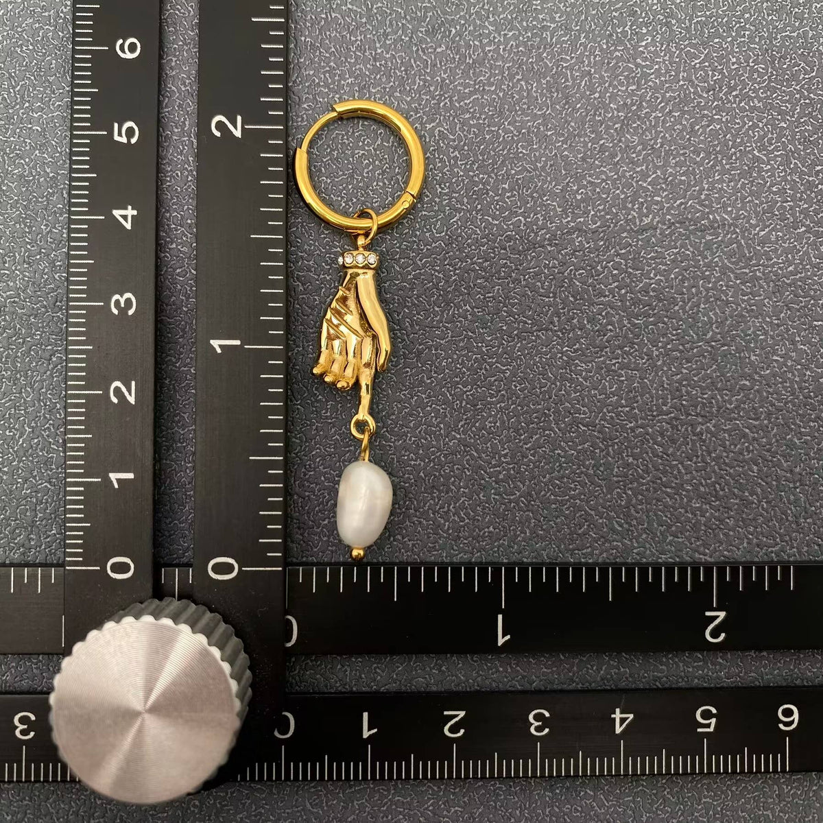 Pearl & Hand 18K Gold Plated Earrings