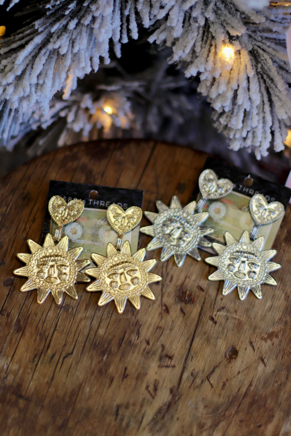 Sun & Heart Face Earrings