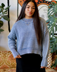 Ribbed Crop Sweater + Blue