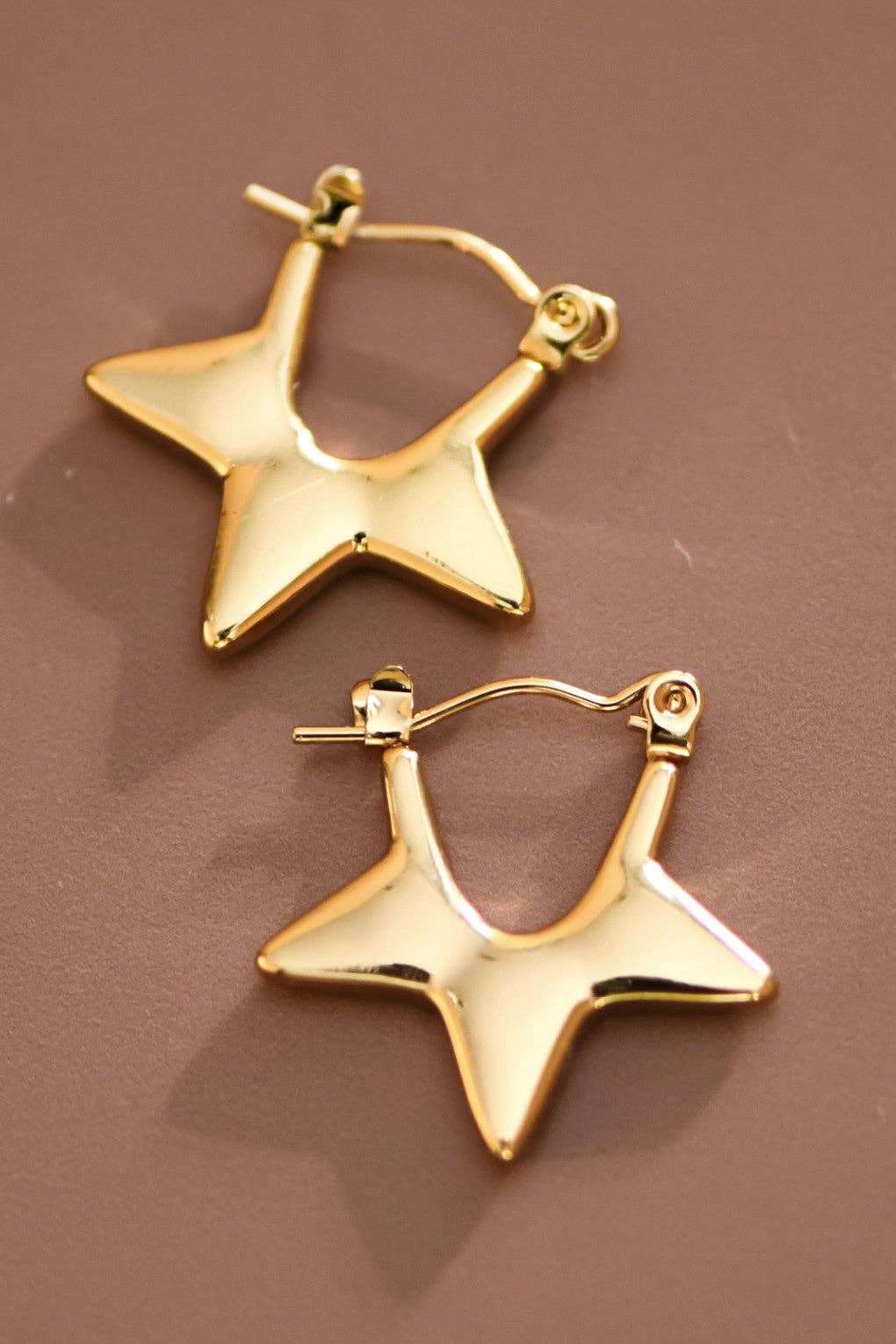 18K Gold Plated Waterproof Star Hoop Earrings