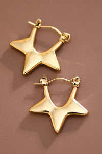 18K Gold Plated Waterproof Star Hoop Earrings
