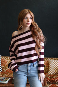 Leslie Burgundy Striped Long Sleeve