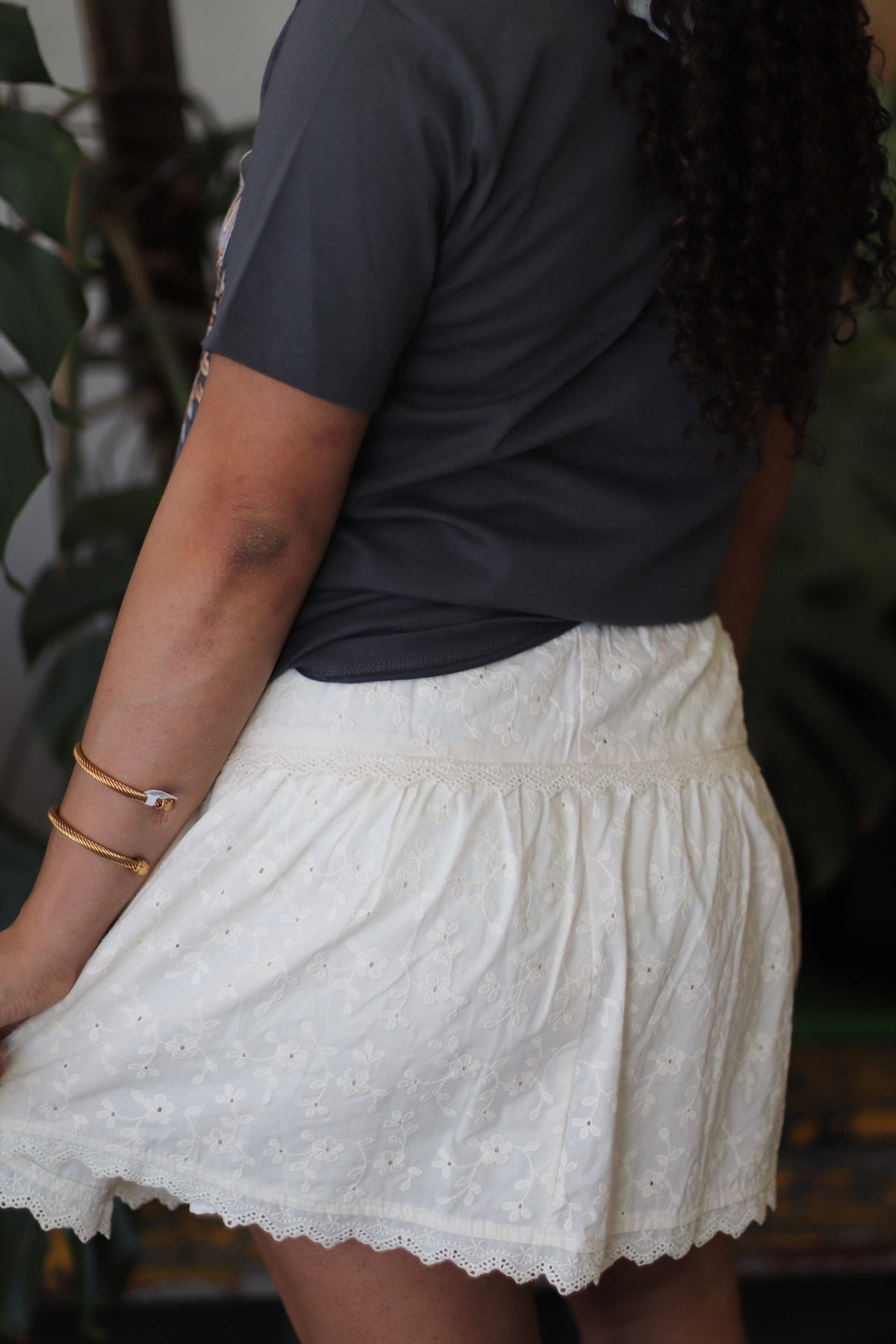 Darla Eyelet Mini Skirt in Cream