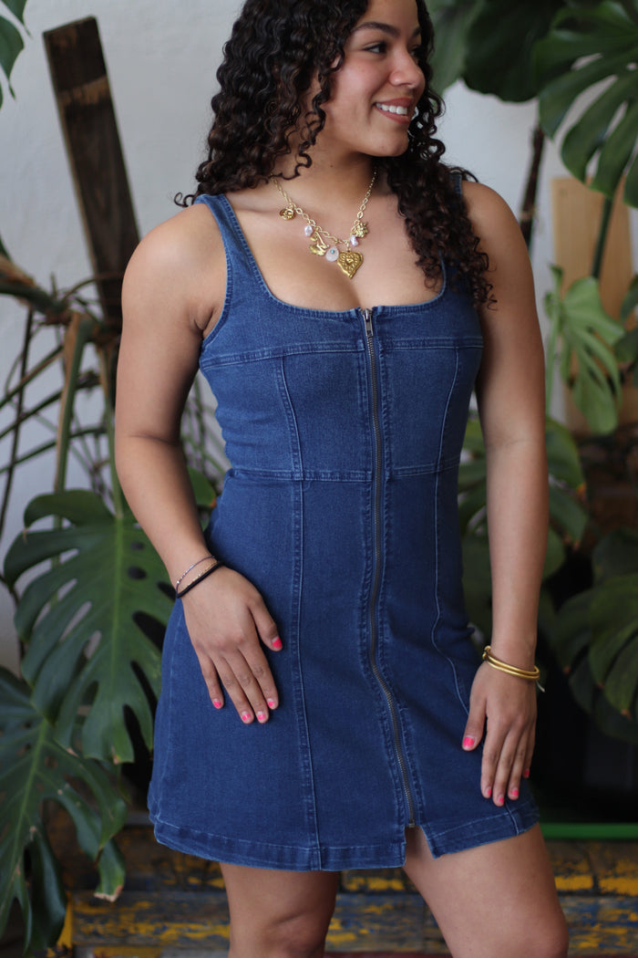 Zip It Denim Mini Dress