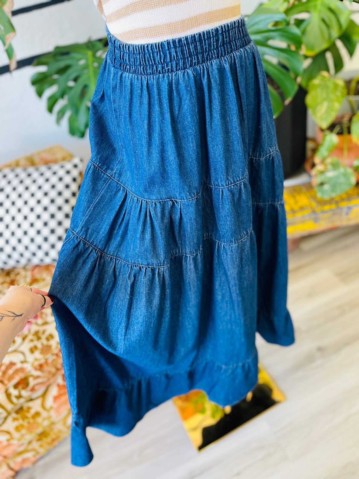 Springsteen Denim Midi Skirt