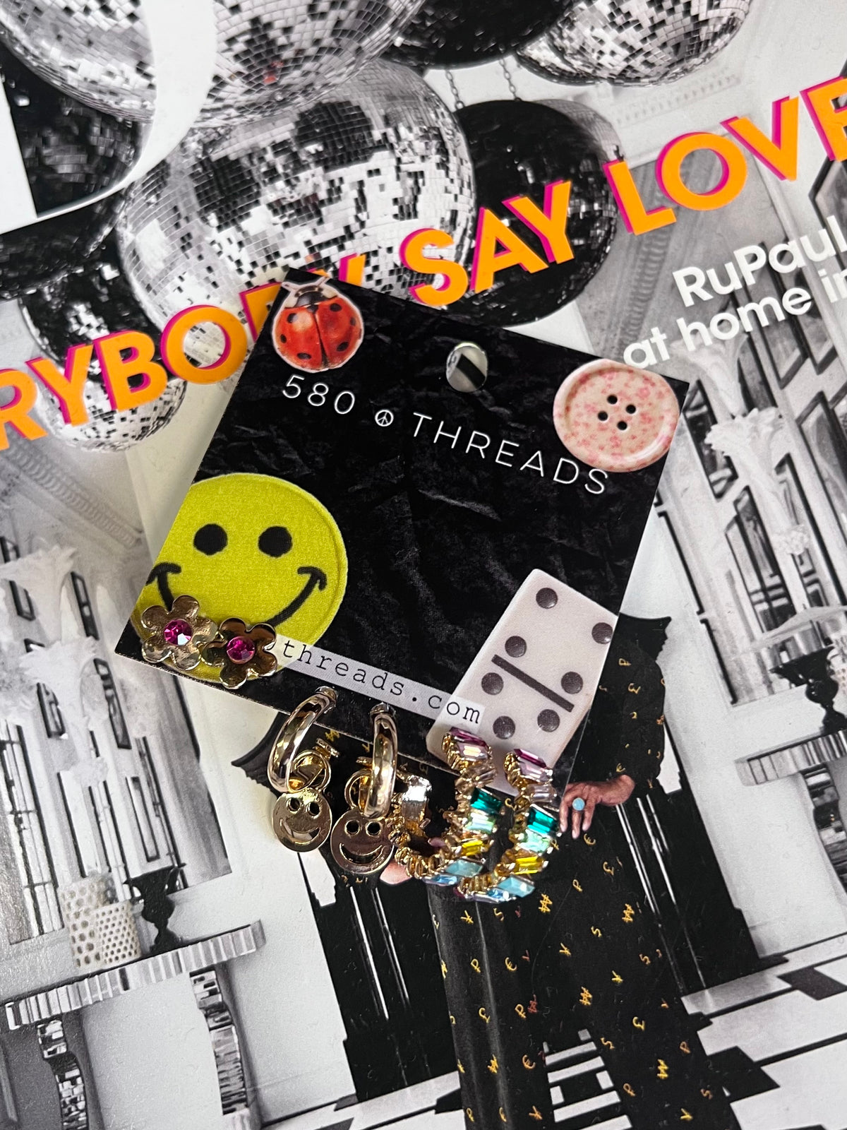 Rainbow, Smiley, and Floral Trio Earrings
