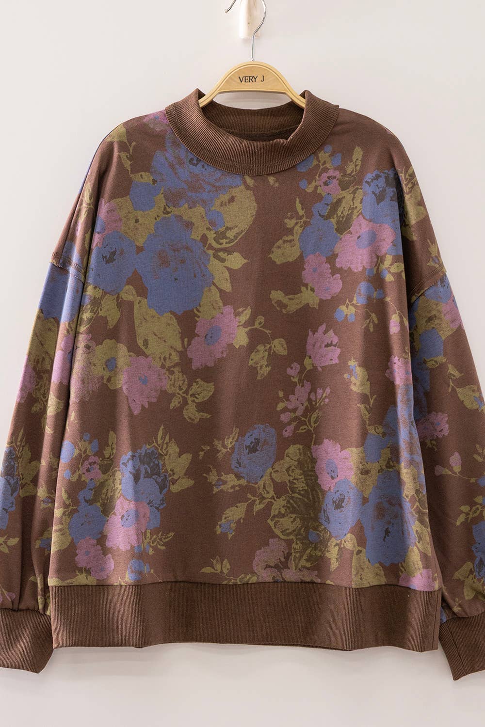 DJ Brown Floral Print Sweatshirt