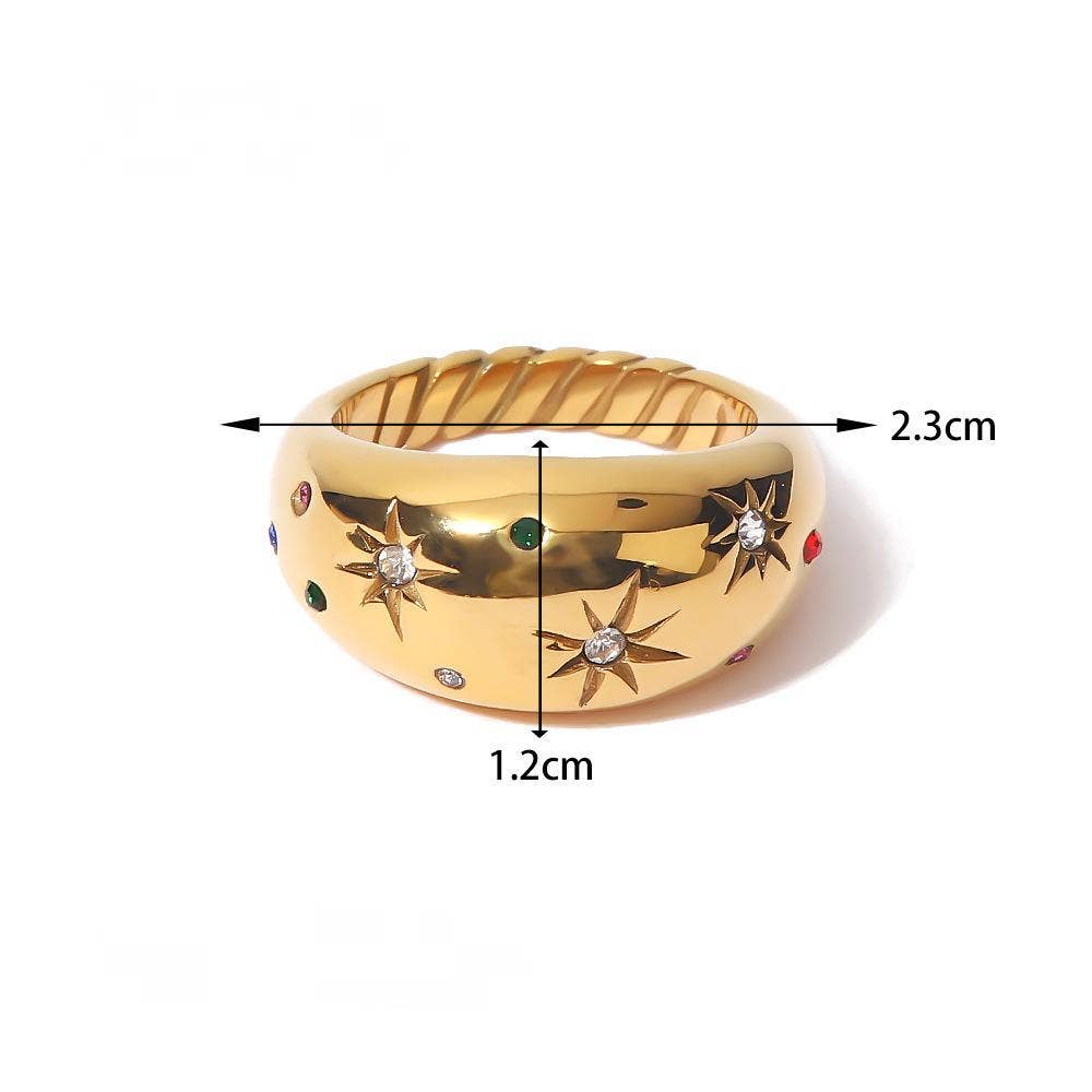 18K Gold Plated Dome CZ Ring