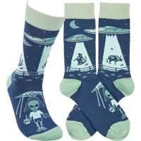 Cow Alien Abduction Socks