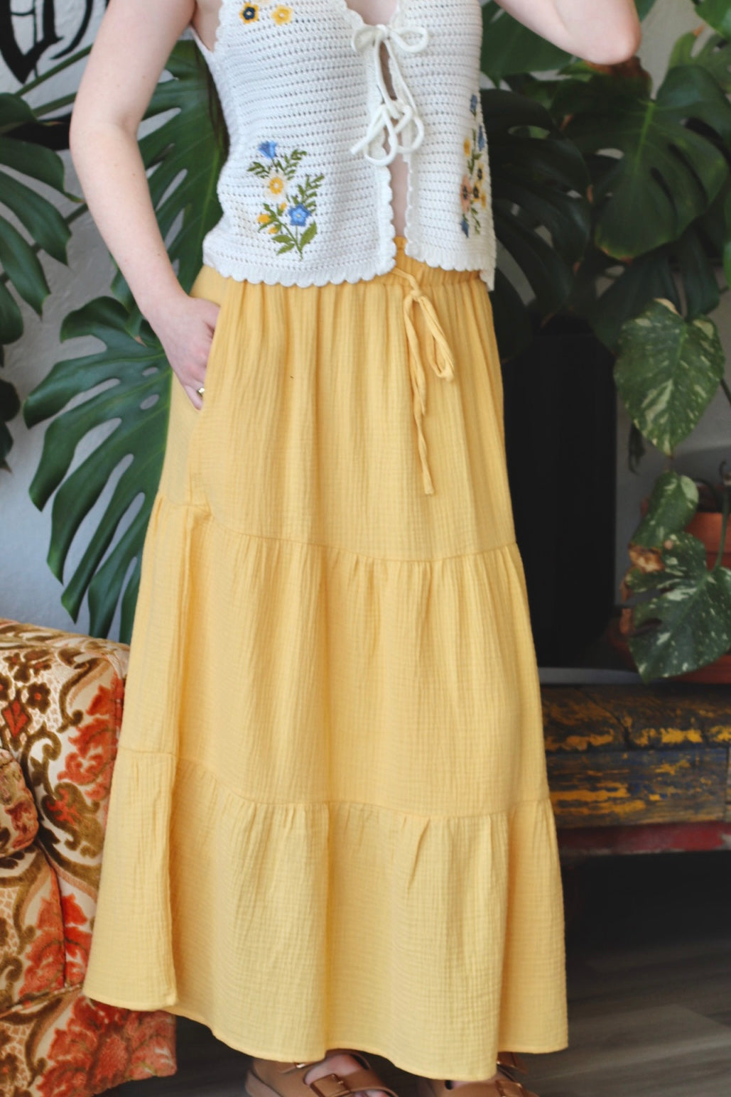 Garden Life Maxi Skirt in Yellow