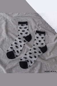 Cutie Heart Sheer Socks in Black