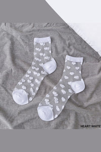 Cutie Heart Sheer Socks in White