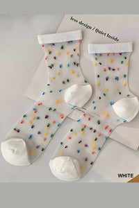 Rainbow Polka Dot Mesh Socks