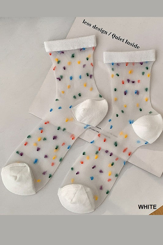 Rainbow Polka Dot Mesh Socks