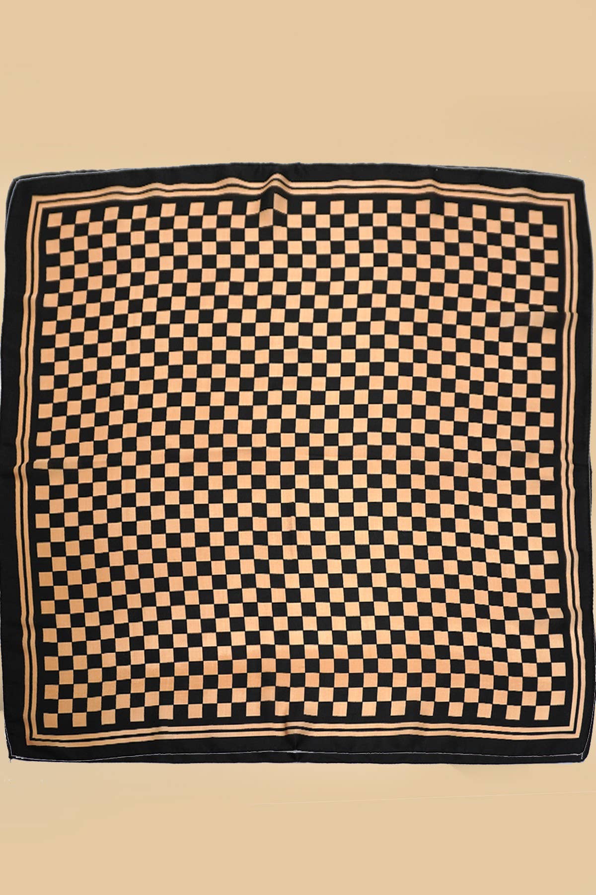 Mocha Checkered Bandana Scarf