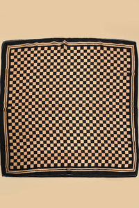 Mocha Checkered Bandana Scarf
