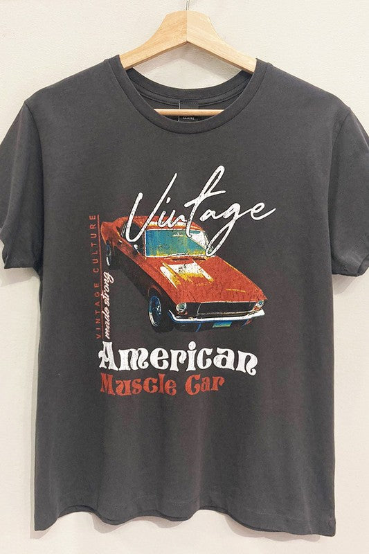Muscle Car Graphic Tee in Charcoal
