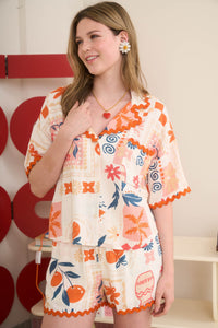 Citrus Summer Button Down Top