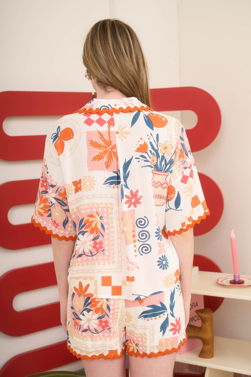 Citrus Summer Button Down Top