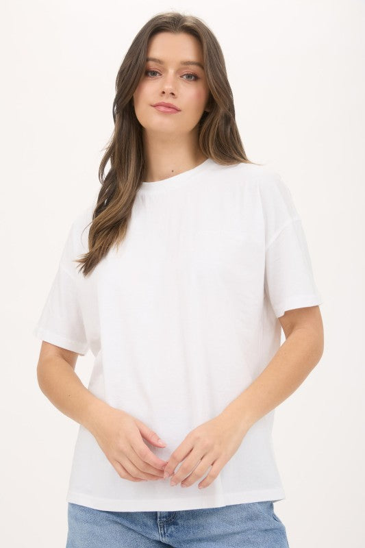 Washed Good Vibes Tee + White