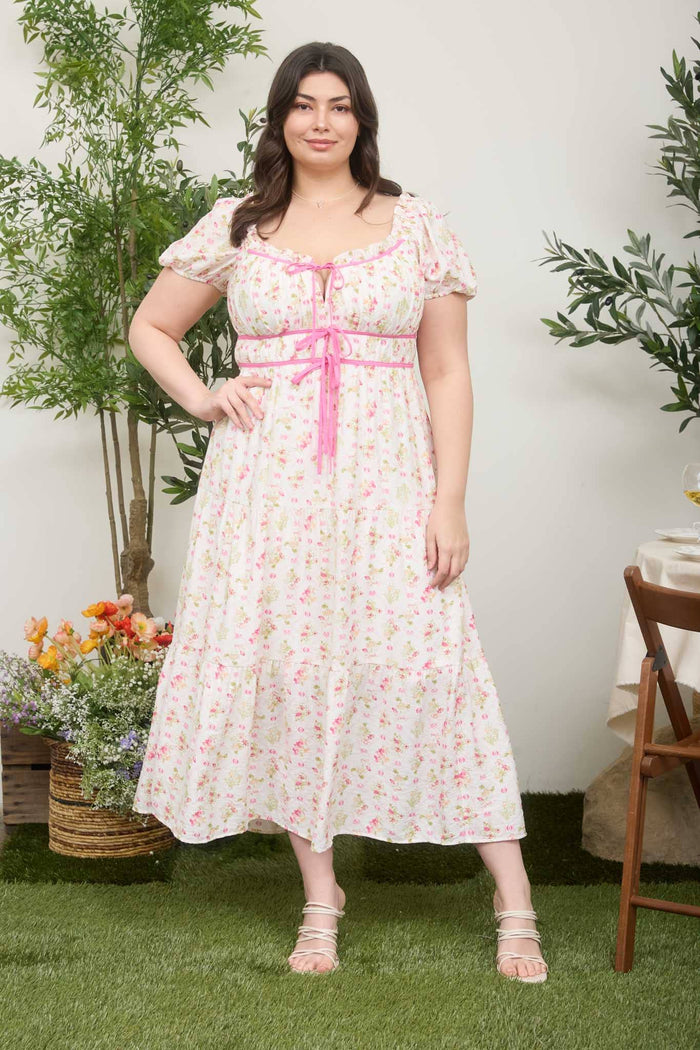Curve + Pink Floral Midi Dress